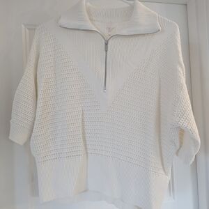 Alia Cream Half-Zip Cowl Sweater